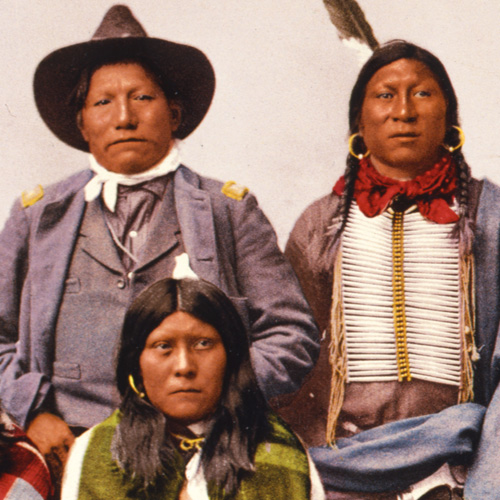 Color photomechanical print of Chief Sevara of the Ute tribe and his family, circa 1899
