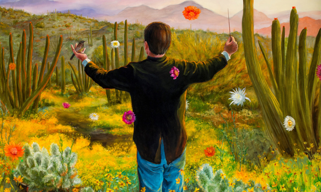 Contemporary Art of Steven Yazzie called Orchestrating a Blooming Desert